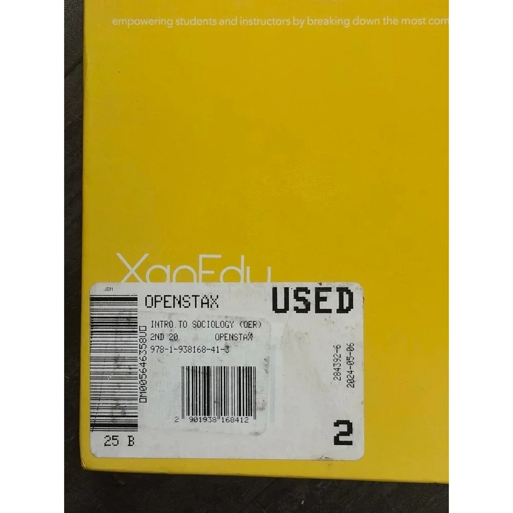 OpenStax Introduction to Sociology 2e Textbook Hardcover Yellow 2nd‎ Edition